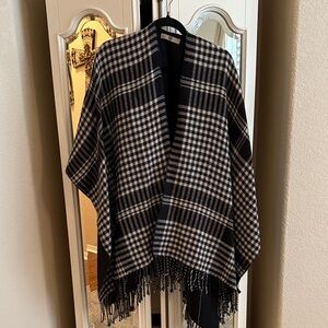 Vici Black and White Plaid Poncho